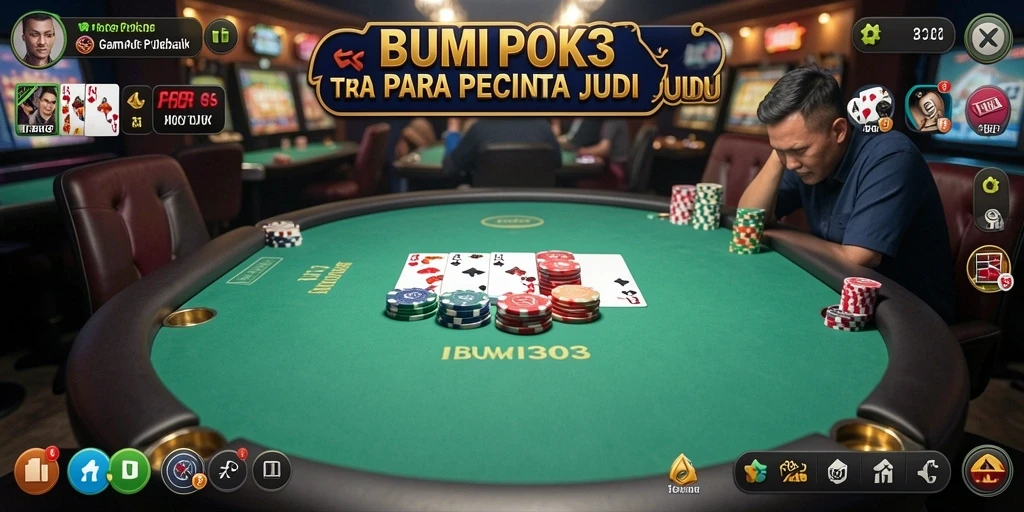 Tampilan gameplay menegangkan dalam BUMI303 saat bermain poker.