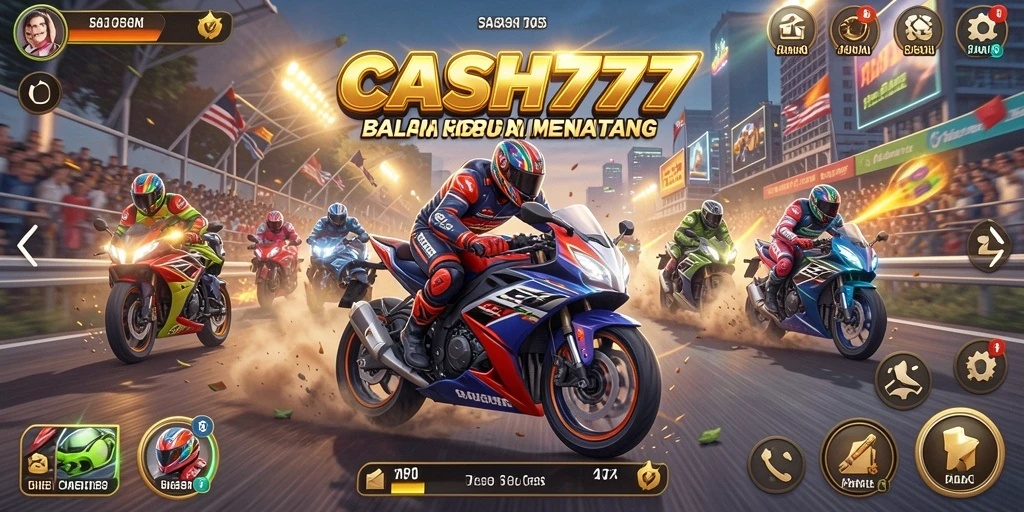 Screenshot menampilkan gameplay balapan motor yang mendebarkan.
