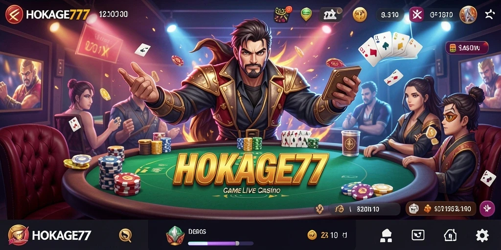 Screenshot HOKAGE77 menampilkan dealer profesional dalam permainan Live Casino.