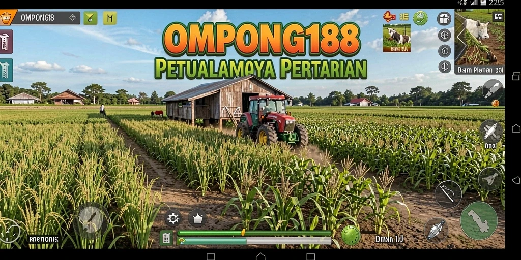 Tampilan menarik dari gameplay OMPONG188 saat mengelola ladang pertanian.
