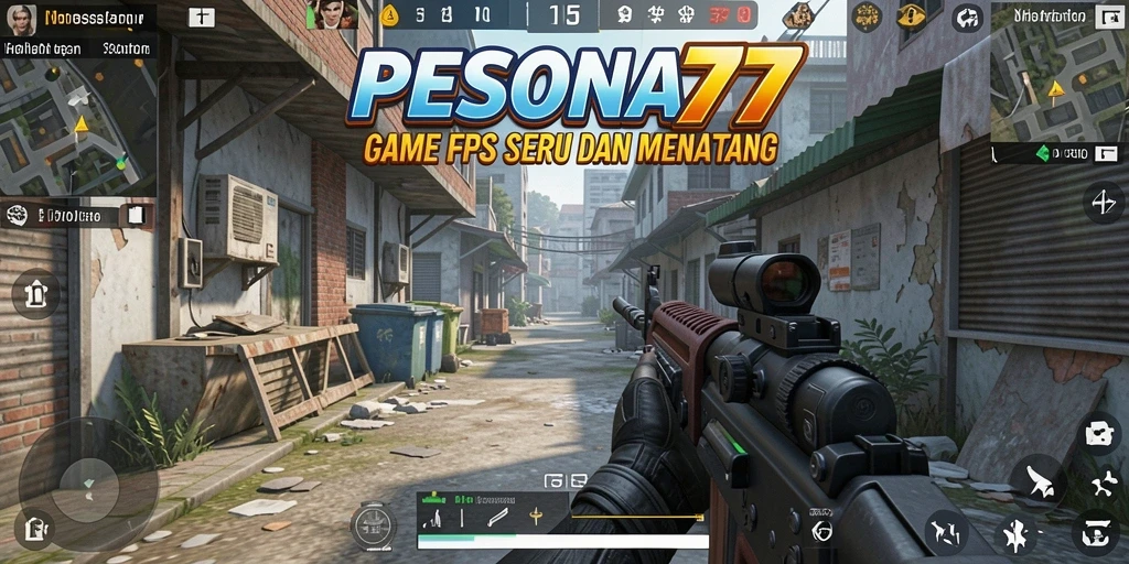 Screenshot utama PESONA77 menampilkan aksi intens dari gameplay FPS.