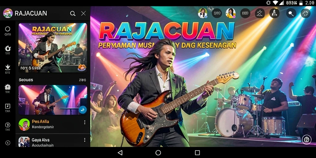 Tampilan gameplay RAJACUAN yang menarik dengan berbagai efek musik.