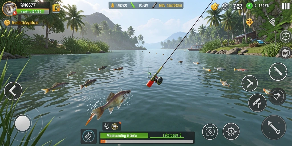 Tampilan gameplay utama RP6677 dengan aksi memancing yang mengasyikkan.