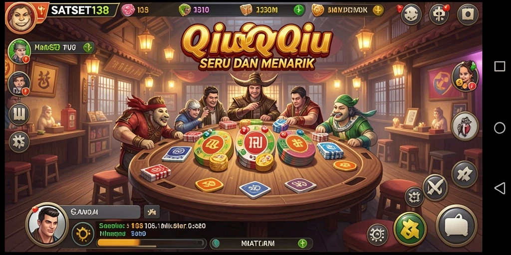 Tampilan antarmuka gameplay QiuQiu yang menawan dan interaktif.