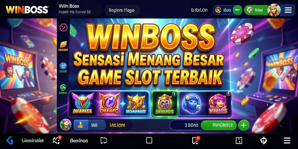 Screenshot WINBOSS menampilkan gameplay slot yang mendebarkan.