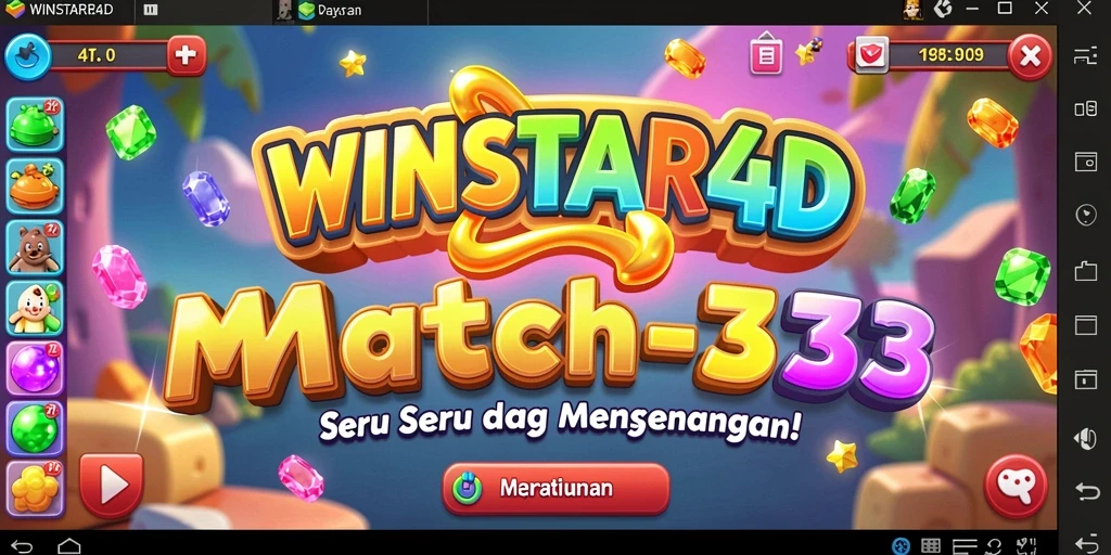 Tampilan gameplay Match-3 yang seru dan penuh warna.